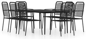 vidaXL Σετ Τραπεζαρίας Κήπου 9 Τεμαχίων Μαύρο