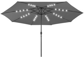 vidaXL Ομπρέλα Κήπου με LED Ανθρακί 400 εκ. με Μεταλλικό Ιστό