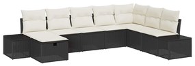 vidaXL Σετ Καναπέ Κήπου με μαξιλάρι 8 pcs Μαύρο Πολυ ράταν