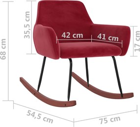 vidaXL Πολυθρόνα Κουνιστή Μπορντό Βελούδινη