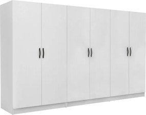 Ντουλάπα ρούχων Victoria Megapap εξάφυλλη χρώμα λευκό 300x60x181εκ.