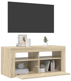 vidaXL Έπιπλο Τηλεόρασης με LED Sonoma Δρυς 90x35x40 εκ.