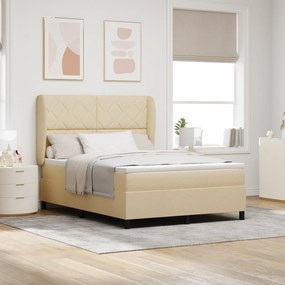 vidaXL Κρεβάτι με Στρώμα Κρεμ 140x190 cm Υφάσματος