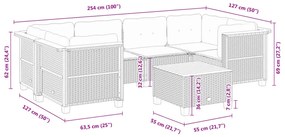 ΚΑΝΑΠΕΣ ΣΕΤ 7 ΤΕΜΑΧΙΩΝ ΜΑΥΡΟ ΣΥΝΘΕΤΙΚΟ ΡΑΤΑΝ ΜΕ ΜΑΞΙΛΑΡΙΑ 3261743