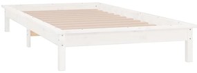 vidaXL Πλαίσιο Κρεβατιού LED Λευκό 90 x 190 εκ. Μονό Μασίφ Ξύλο