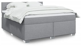 vidaXL Κρεβάτι Boxspring με Στρώμα Ανοιχτό Γκρι 180x200 εκ. Υφασμάτινο