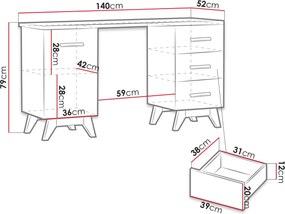 Γραφείο Sven - 140.00Χ52.00Χ79.00cm