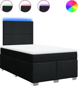 vidaXL Κρεβάτι Boxspring με Στρώμα Μαύρο 120x190 εκ. Υφασμάτινο