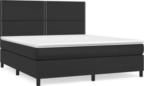 vidaXL Κρεβάτι Boxspring με Στρώμα Μαύρο 180x200εκ.από Συνθετικό Δέρμα