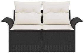 vidaXL Καναπές Κήπου Μαύρο 141 x 62 x 69 εκ. συνθετικό ρατάν