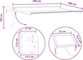 vidaXL Χειροκίνητη αναδιπλούμενη τέντα με LED Άμμος