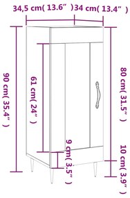 Ντουλάπι Καφέ Δρυς 34,5 x 34 x 90 εκ. Επεξεργασμένο Ξύλο - Καφέ