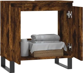 vidaXL Ντουλάπι Μπάνιου Καπνιστή Δρυς 58 x 33 x 60 εκ. Επεξεργ. Ξύλο