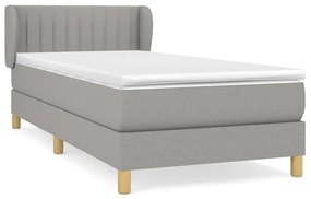 vidaXL Κρεβάτι Boxspring με Στρώμα Ανοιχτό Γκρι 90x190 εκ. Υφασμάτινο