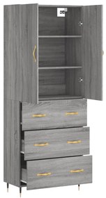 vidaXL Ντουλάπι Γκρι Sonoma 69,5 x 34 x 180 εκ. Επεξεργασμένο Ξύλο