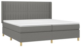 vidaXL Κρεβάτι Boxspring με Στρώμα Σκούρο Γκρι 200x200 εκ. Υφασμάτινο