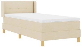 vidaXL Κρεβάτι με Ελατήρια με στρώμα Κρεμ 90 x 190 cm ύφασμα