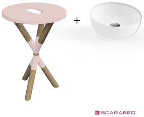 Scarabeo Cross 2501F0-9854 Antique Pink Πάγκος Με Νιπτήρα Glam Λευκό Ø39εκ.