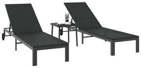 vidaXL Ήλιο-κρεβάτι 3 pcs Μαύρο 40 x 39 x 40.5εκ συνθετικό ρατάν