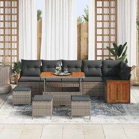 vidaXL Σετ Καναπέ Κήπου με μαξιλάρι 10 pcs Γκρι 110 x 55 x 71 εκ