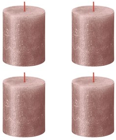 Bolsius Κεριά Κύλινδρος Ρουστίκ Shimmer 4 τεμ. Ροζ 80 x 68 χιλ.