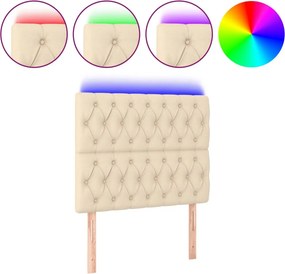 vidaXL Κεφαλάρι Κρεβατιού LED Κρεμ 90x7x118/128εκ. Υφασμάτινο