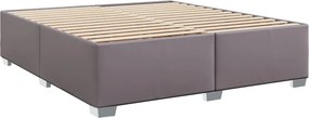 vidaXL Κρεβάτι Boxspring με Στρώμα Γκρι 200x200 εκ. Συνθετικό Δέρμα