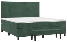 vidaXL Κρεβάτι Boxspring με Στρώμα Σκούρο Πράσινο 160x200εκ. Βελούδινο