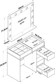 Τουαλέτα Μακιγιάζ Λευκό BRUBON 90x44.5x79.8