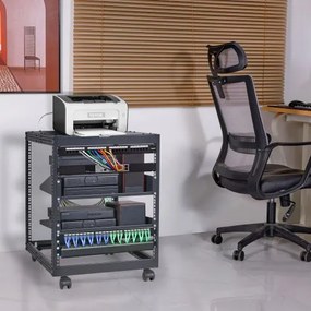 VEVOR 12U Open Frame Server Rack, 15&#039;&#039;-40&#039;&#039; Adjustable Depth, Free Standing or Wall Mount Network Server Rack, 4 Post AV Rack with Casters, Holds All Your Networking IT Equipment AV Gear Router Modem