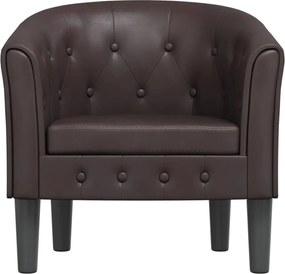 vidaXL Πολυθρόνα Μπάρελ Καφέ από Συνθετικό Δέρμα
