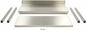 Stainless Steel Table - 120 x 60cm - Adjustable Height - with Backsplash and Storage Shelf
