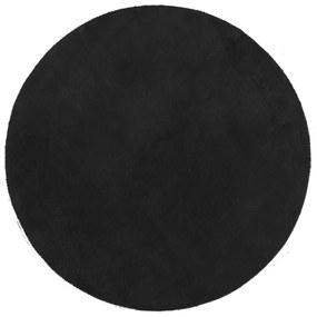 Χαλί HUARTE με Κοντό Πέλος Μαλακό/ Πλενόμενο Μαύρο Ø 80 εκ. - Μαύρο