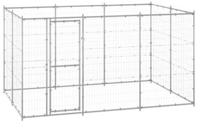Κλουβί Σκύλου Εξωτερικού Χώρου 7,26 μ² από Γαλβανισμένο Χάλυβα - Ασήμι