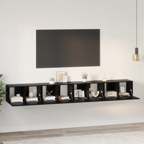 vidaXL Σετ επίπλου τηλεόρασης Επιτοίχιο 4 pcs Μαύρη Δρυς