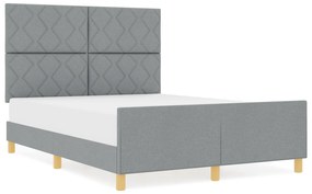 vidaXL Κρεβάτι Φωτεινό Γκρι 140x190 εκ. Υφασμάτινο