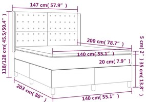 vidaXL Κρεβάτι Boxspring με Στρώμα Μαύρο 140x200εκ.από Συνθετικό Δέρμα