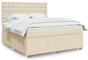 vidaXL Κρεβάτι Boxspring με Στρώμα Κρεμ 180x200 εκ. Υφασμάτινο