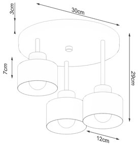 Sollux Φωτιστικό οροφής Savara 3,ατσάλι,3xE27/60w