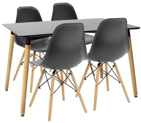 Σετ Τραπεζαρίας Natali-Julita 5τεμ μαύρο-φυσικό 120x80x76εκ 120x80x76 εκ.