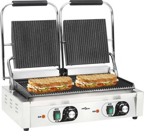 vidaXL Τοστιέρα Διπλή Ραβδωτή Panini 3600 W 57 x 30,5 x 20 εκ.