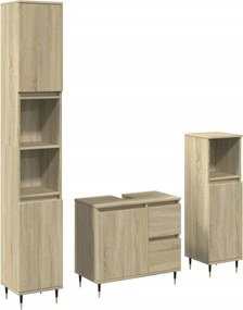 vidaXL Σετ Επίπλων Μπάνιου 3 Τεμαχίων Sonoma Δρυς Επεξεργασμένο Ξύλο