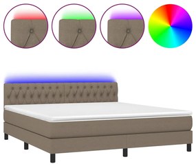 ΚΡΕΒΑΤΙ BOXSPRING ΜΕ ΣΤΡΩΜΑ &amp; LED TAUPE 180X200 ΕΚ. ΥΦΑΣΜΑΤΙΝΟ 3133417