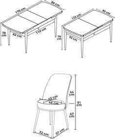Extendable Dining Table &amp; Chairs Set (7 Pieces) Zen - Baroque, Fume Baroque
Fume