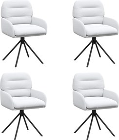 vidaXL Γυριστές καρέκλες φαγητού 4 pcs Τεχνητό Δέρμα Λευκό