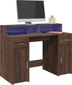 vidaXL Γραφείο με LED Καφέ δρυς 120x55x91 εκ. Επεξεργ. Ξύλο