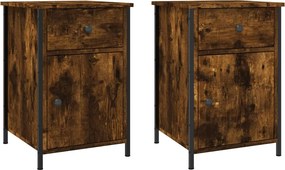 vidaXL Κομοδίνα 2 τεμ. Καπνιστή Δρυς 40x42x60 εκ. από Επεξεργ. Ξύλο