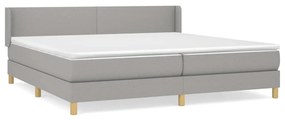 vidaXL Κρεβάτι Boxspring με Στρώμα Ανοιχτό Γκρι 200x200 εκ. Υφασμάτινο