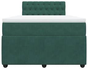 vidaXL Κρεβάτι Boxspring με Στρώμα Σκούρο Πράσινο 120x190εκ. Βελούδινο