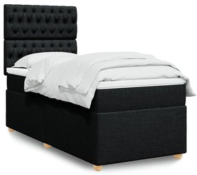 vidaXL Κρεβάτι Boxspring με Στρώμα Μαύρο 80 x 200 εκ. Υφασμάτινο